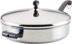 Farberware Classic Saute Pan / Frying Pan / Fry Pan with Lid and Helper Handle - 4.5 Quart, Silver, 50012