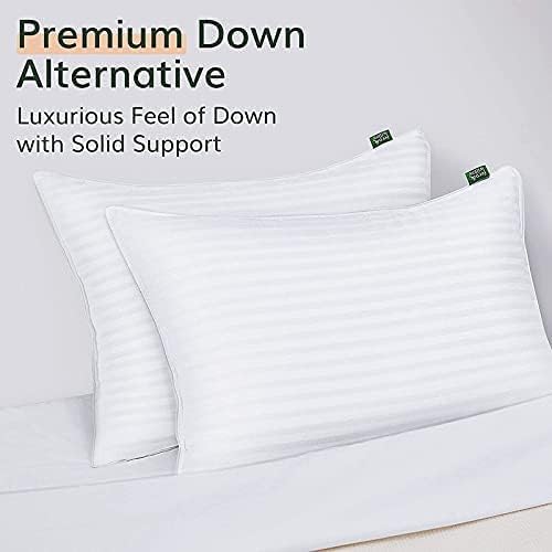 White Bed Pillows for Sleeping Cooling Hotel Pillow With Premium Soft Down  Alternative Fill for Back, Stomach or Side Sleepers 