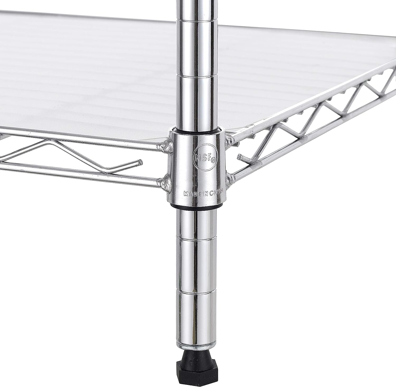 Finnhomy 6-Tier Wire Shelving Unit Adjustable Steel Wire Rack Shelving 6 Shelves Steel Storage Rack or Two 3 Tier Shelving Units with PE mat and Stable Leveling Feet, NSF Certified, Chrome4