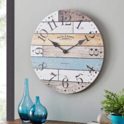 FirsTime & Co. Multicolor Newton Woodgrain Wall Clock, Large Vintage Decor for Living Room, Home Office, Round, Wood, Farmhouse, 23.5 Inches