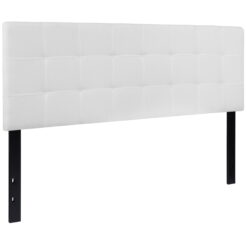 Flash Furniture Bedford Tufted Upholstered Queen Size Headboard in White Fabric