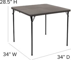 Flash Furniture Dunham 2.83-Foot Square Bi-Fold Dark Gray Plastic Folding Table with Carrying Handle