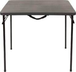Flash Furniture Dunham 2.83-Foot Square Bi-Fold Dark Gray Plastic Folding Table with Carrying Handle