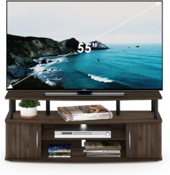 Furinno JAYA Large Entertainment Stand for TV Up to 55 Inch, Columbia WalnutBlack