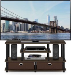 Furinno JAYA Large Stand for up to 50-Inch TV, Columbia WalnutBlackDark Brown