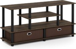 Furinno JAYA Large Stand for up to 50-Inch TV, Columbia WalnutBlackDark Brown