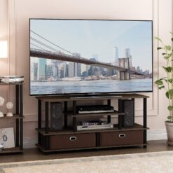 Furinno JAYA Large Stand for up to 50-Inch TV, Columbia WalnutBlackDark Brown