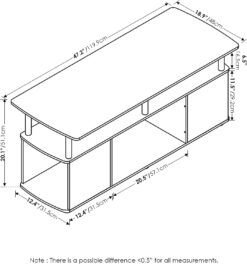 Furinno JAYA Utility Design Coffee Table TV Stand for TV up to 55 Inch with Open Storage, Amber PineBlack