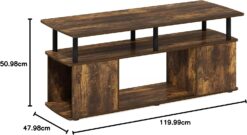Furinno JAYA Utility Design Coffee Table TV Stand for TV up to 55 Inch with Open Storage, Amber PineBlack