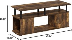 Furinno JAYA Utility Design Coffee Table TV Stand for TV up to 55 Inch with Open Storage, Amber PineBlack