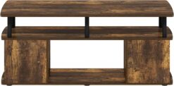 Furinno JAYA Utility Design Coffee Table TV Stand for TV up to 55 Inch with Open Storage, Amber PineBlack