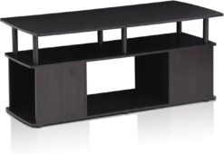 Furinno JAYA Utility Design Coffee Table TV Stand for TV up to 55 Inch with Open Storage, Blackwood