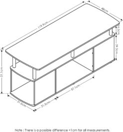 Furinno JAYA Utility Design Coffee Table TV Stand for TV up to 55 Inch with Open Storage, Blackwood