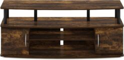 Furinno Jaya Entertainment Center Stand UnitTV Desk for up to 55 inch, Amber PineBlack