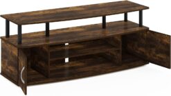Furinno Jaya Entertainment Center Stand UnitTV Desk for up to 55 inch, Amber PineBlack