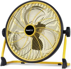 Geek Aire Rechargeable Outdoor High Velocity Camping Floor Fan, 16” Portable Battery Operated Fan with Metal Blade for Garage Barn Gym Camp, Cordless Industrial Fan, Camping Gear Accessories
