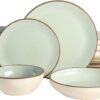 Gibson Elite Contempo Classic Double Bowl Dinnerware Set, Service for 4 (16pcs), Mint