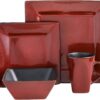 Gibson Elite Kiesling 16 Piece Dinnerware Set, Red