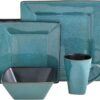 Gibson Elite Kiesling 16 Piece Dinnerware Set, Turquoise