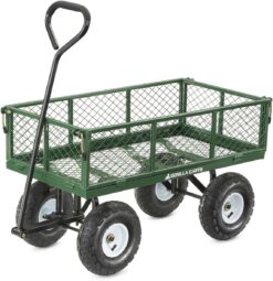 Gorilla Carts GOR400-COM Steel Garden Cart, Steel Mesh Removable Sides, 3 cu ft, 400 lb Capacity, Green