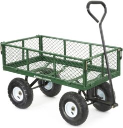 Gorilla Carts GOR400-COM Steel Garden Cart, Steel Mesh Removable Sides, 3 cu ft, 400 lb Capacity, Green