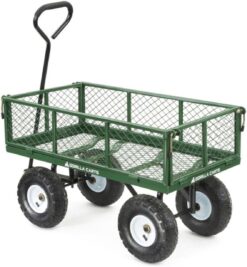 Gorilla Carts GOR400-COM Steel Garden Cart, Steel Mesh Removable Sides, 3 cu ft, 400 lb Capacity, Green
