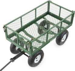 Gorilla Carts GOR400-COM Steel Garden Cart, Steel Mesh Removable Sides, 3 cu ft, 400 lb Capacity, Green