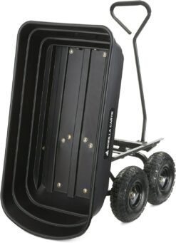 Gorilla Carts GOR4PS Poly Dump Cart, Multi-Purpose Garden Wagon with Steel Frame, 4 cu ft, 600 lb Capacity, Black