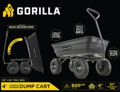 Gorilla Carts GOR4PS Poly Dump Cart, Multi-Purpose Garden Wagon with Steel Frame, 4 cu ft, 600 lb Capacity, Black