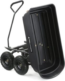 Gorilla Carts GOR4PS Poly Dump Cart, Multi-Purpose Garden Wagon with Steel Frame, 4 cu ft, 600 lb Capacity, Black