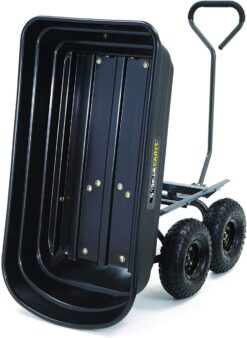 Gorilla Carts GOR4PS Poly Dump Cart, Multi-Purpose Garden Wagon with Steel Frame, 4 cu ft, 600 lb Capacity, Black