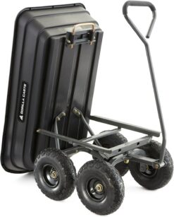 Gorilla Carts GOR4PS Poly Dump Cart, Multi-Purpose Garden Wagon with Steel Frame, 4 cu ft, 600 lb Capacity, Black