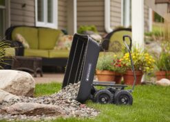Gorilla Carts GOR4PS Poly Dump Cart, Multi-Purpose Garden Wagon with Steel Frame, 4 cu ft, 600 lb Capacity, Black