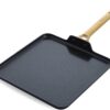 GreenPan Reserve Hard Anodized Healthy Ceramic Nonstick, 11" Square Griddle Pan, Gold Handle, PFAS-Free, Dishwasher Safe, Oven Safe, Black
