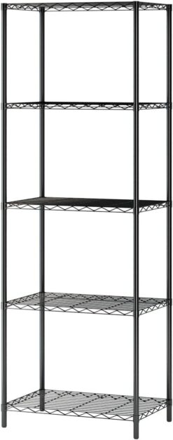 HOMEFORT 5-Tier Wire Shelving 5 Shelves Unit Metal Storage Rack Durable Organizer Perfect for Pantry Closet Kitchen Laundry Organization in Black,21”Wx14”Dx61”H