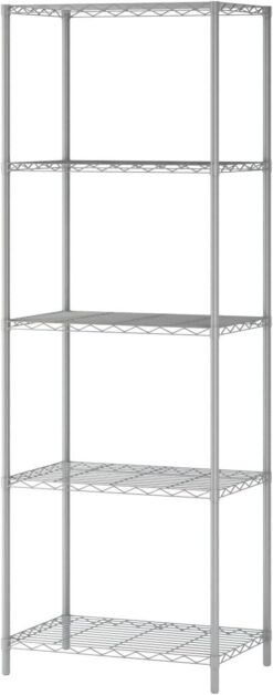 HOMEFORT 5-Tier Wire Shelving 5 Shelves Unit Metal Storage Rack Durable Organizer Perfect for Pantry Closet Kitchen Laundry Organization in Grey,21”Wx14”Dx61”H