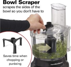 Hamilton Beach Food Processor & Vegetable Chopper for Slicing, Shredding, Mincing, and Puree, 10 Cups + Easy Clean Bowl Scraper, Stainless Steel (70730)