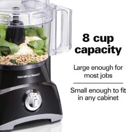 Hamilton Beach Food Processor & Vegetable Chopper for Slicing, Shredding, Mincing, and Puree, 8 Cup, Black
