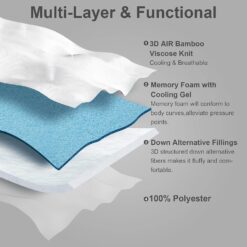 Hansleep Memory Foam Mattress Topper Twin XL, Cooling Mattress Pad for College Dorm Single Bed, Breathable Twin Extra Long Mattress Covers with Deep Pocket, 39x80 Inches, White