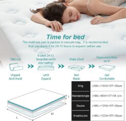 Hansleep Memory Foam Mattress Topper Twin XL, Cooling Mattress Pad for College Dorm Single Bed, Breathable Twin Extra Long Mattress Covers with Deep Pocket, 39x80 Inches, White