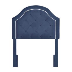 Home Fare Tufted Upholstered Adjustable Velvet Fabric Headboard, Twin, Navy Blue