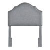 HomeFare Nail head Trim, Shaped Twin Upholstered Headboard in Charcoal Gray