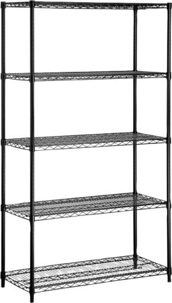 Honey-Can-Do SHF-01912 Shelving Unit 350-Pound Capacity, black, 5-Tier