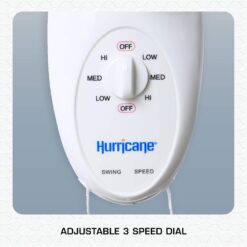 Hurricane Supreme 12 Inch Oscillating Wall Mount Fan with 3 Speed Settings and 90 Degree Oscillation, White
