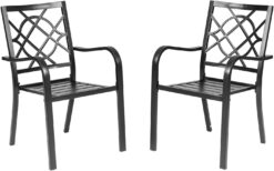 Incbruce 300lbs Patio Chairs Set of 2 Outdoor Dining Chairs, Metal Frame Stackable Patio Dining Chairs