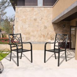 Incbruce 300lbs Patio Chairs Set of 2 Outdoor Dining Chairs, Metal Frame Stackable Patio Dining Chairs