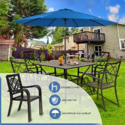 Incbruce 300lbs Patio Chairs Set of 2 Outdoor Dining Chairs, Metal Frame Stackable Patio Dining Chairs