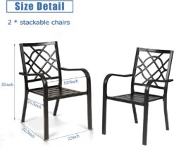 Incbruce 300lbs Patio Chairs Set of 2 Outdoor Dining Chairs, Metal Frame Stackable Patio Dining Chairs