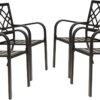Incbruce 300lbs Patio Chairs Set of 4 Outdoor Dining Chairs, Metal Frame Stackable Patio Dining Chairs, Wrought Iron Black Outdoor Chairs with Armrest for Garden, Poolside, Backyard