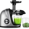 Jocuu Slow Masticating Juicer with SoftHard Modes Easy to Clean Quiet Motor & Reverse Function, Cold Press Juicer for Fruit & Vegetable, 90% Juice Yield, with Brush & Recipes (Grey)